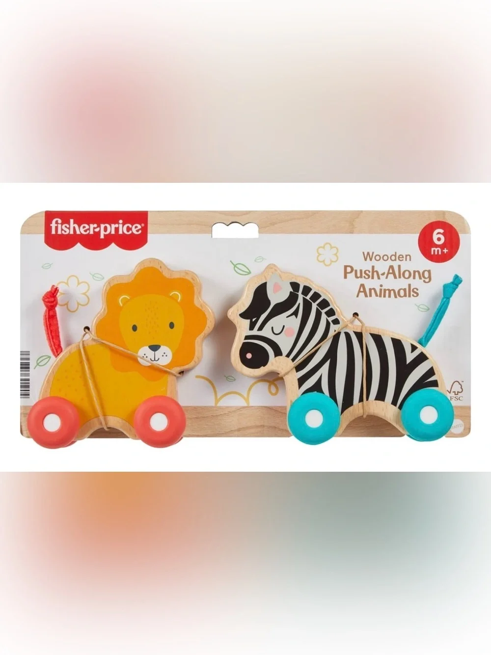 Wooden Lion & Zebra Pull-Along Toy